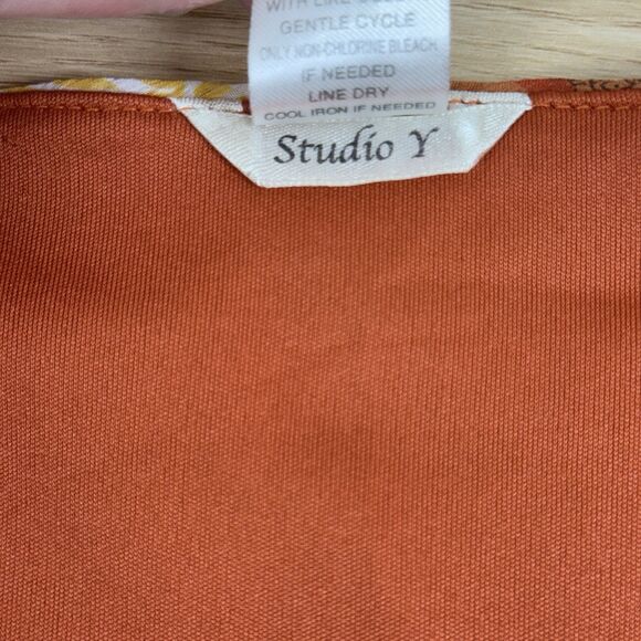 Vtg Y2k Babydoll Peasant Top Size L Orange Fairy Whimsi Paisley Flutter Festival - Picture 11 of 12